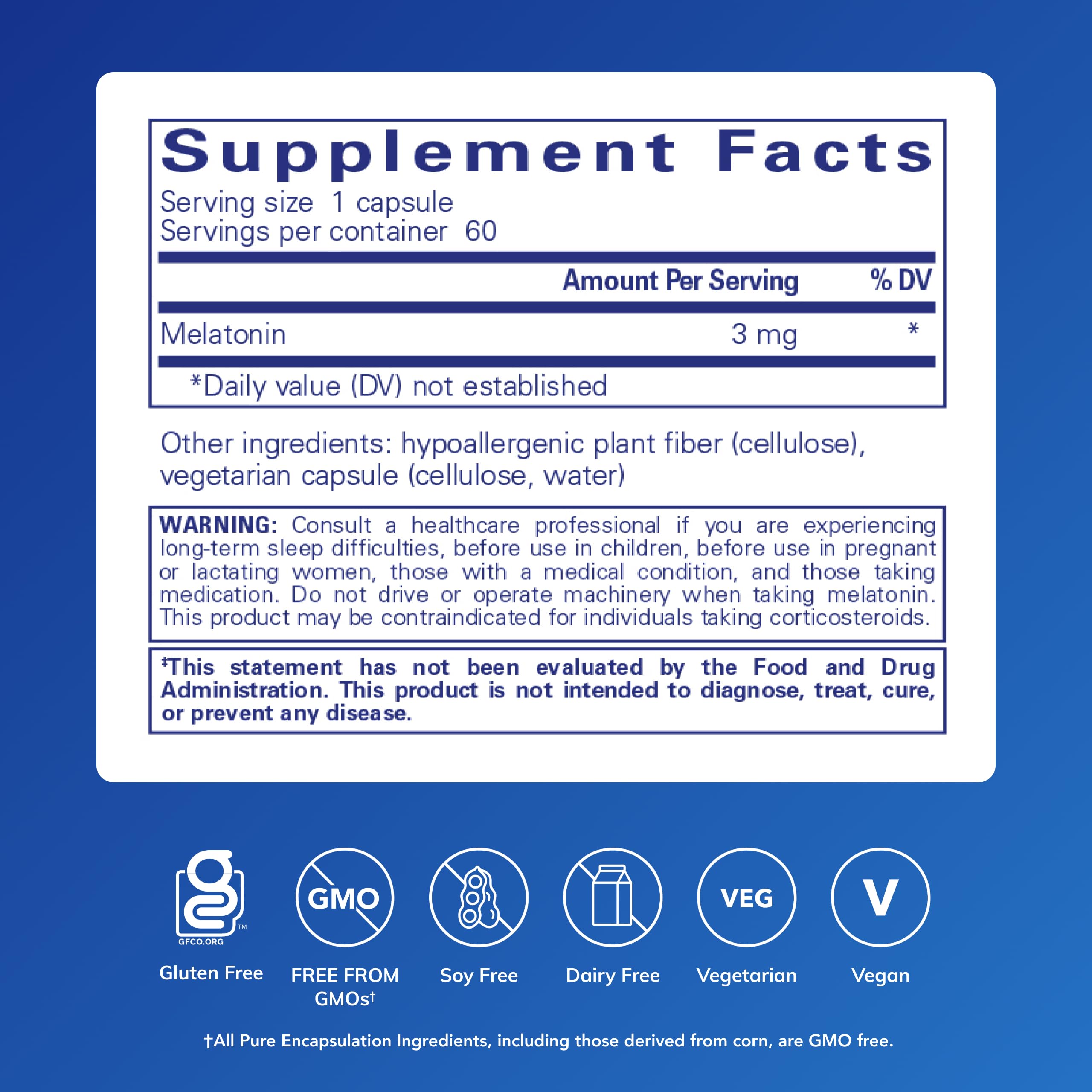 Pure Encapsulations Mélatonine 3 mg - gelules faciles à prendre pour un repos paisible.