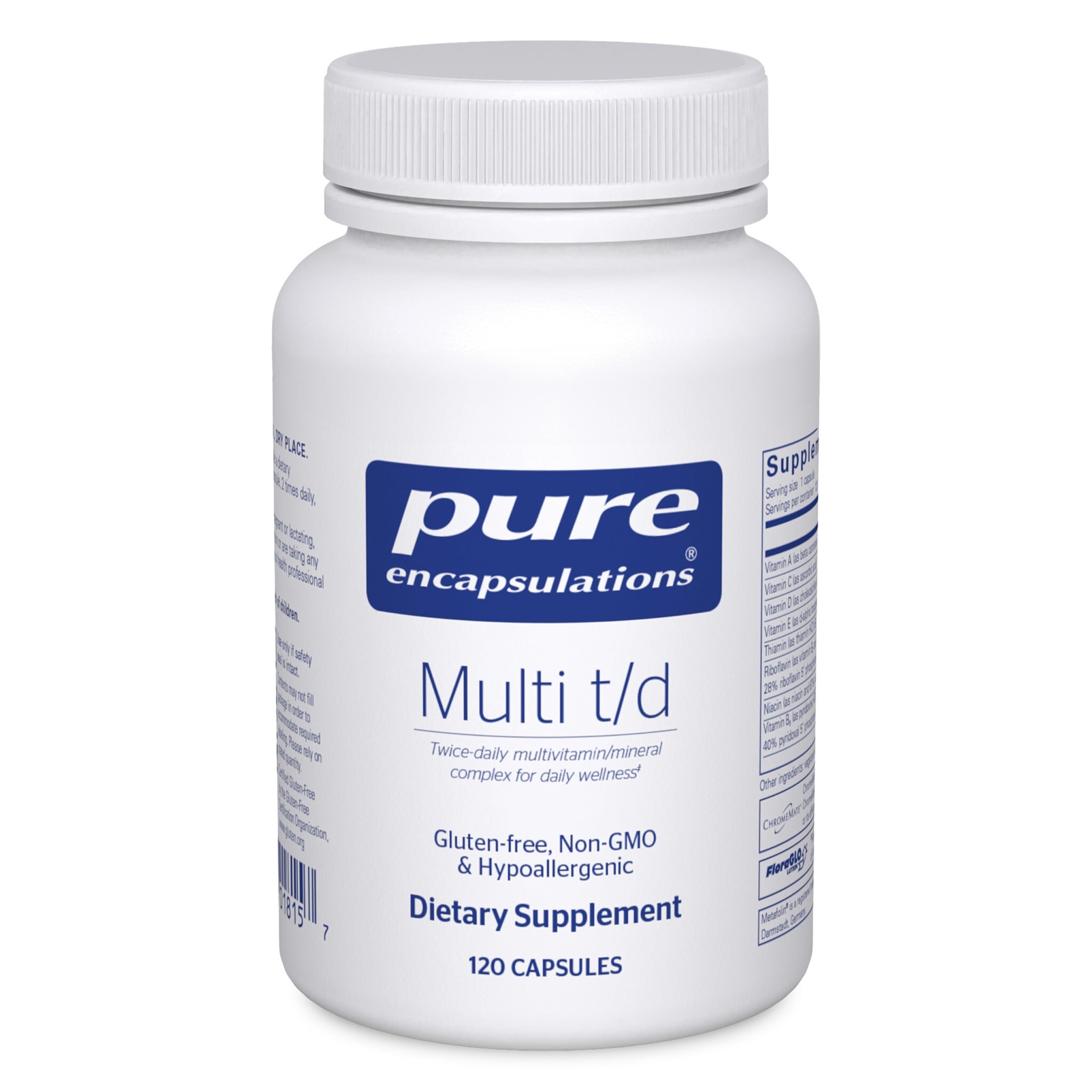 Pure Encapsulations Multi T/D – bouteille de capsules soutenant le bien-être quotidien