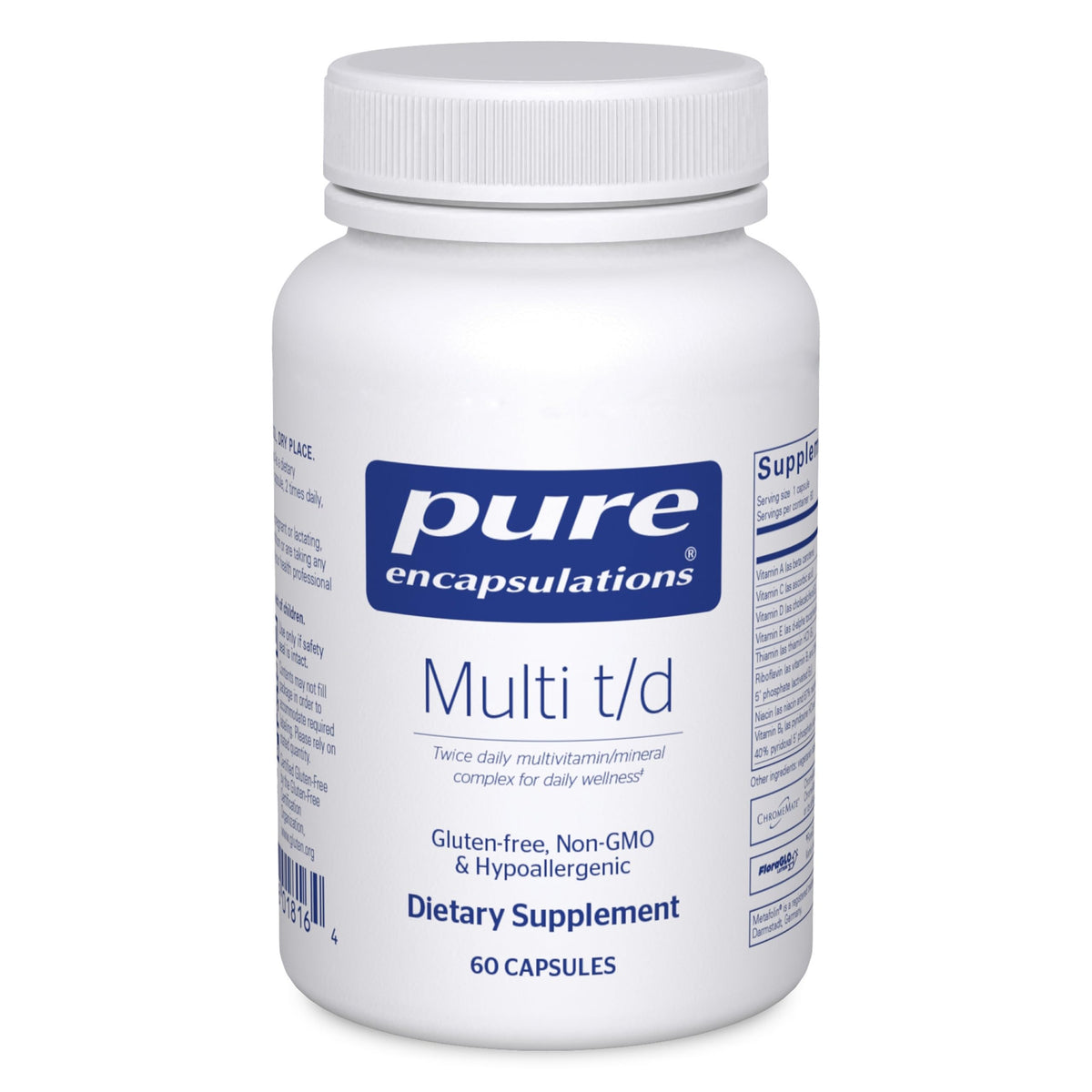 Pure Encapsulations Multi T/D, bouteille visible, soutien du bien-être quotidien.