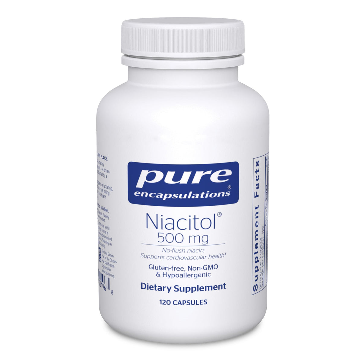 Pure Encapsulations Niacitol 500 mg : bouteille prête à l'emploi, soutien potentiel à l'énergie.