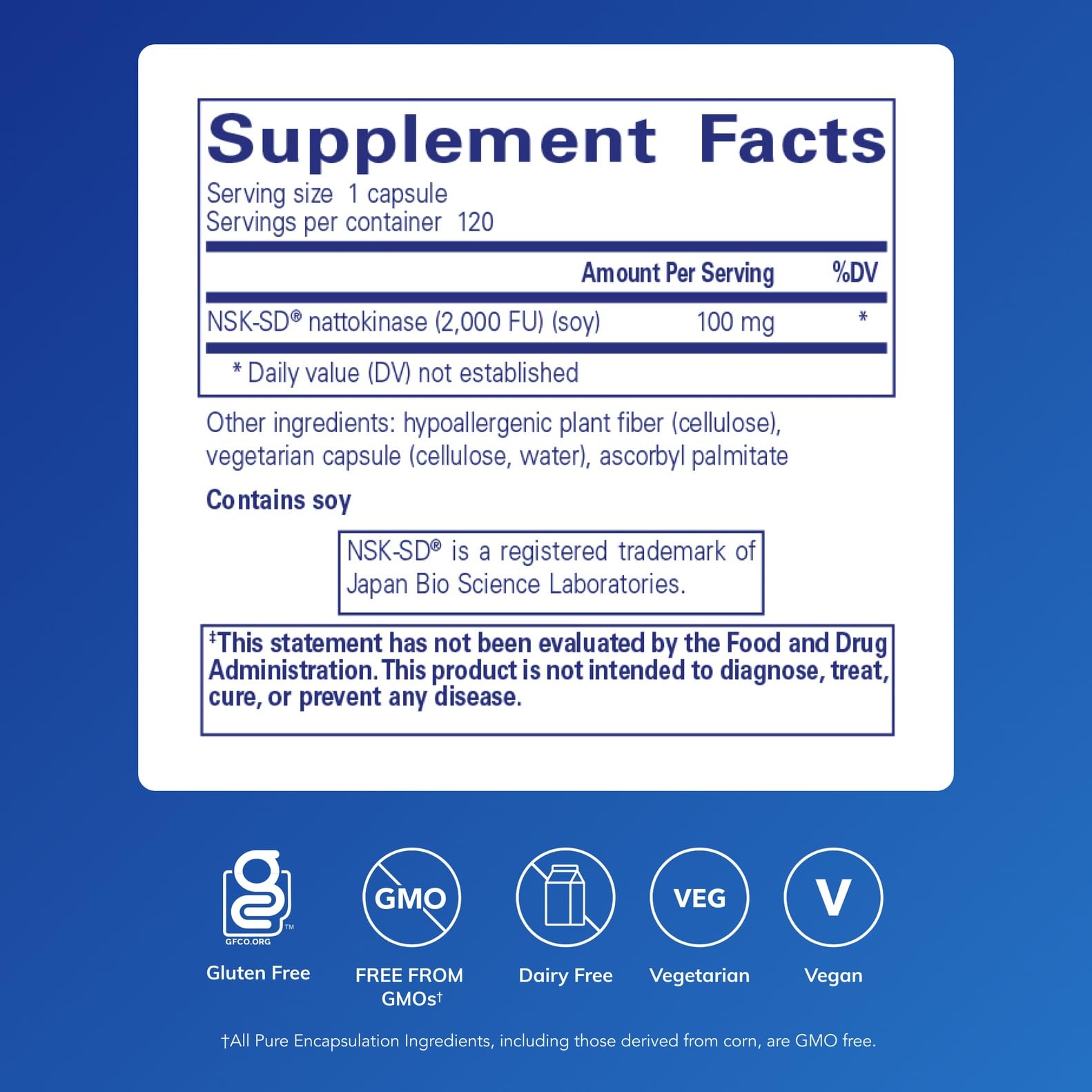 Pure Encapsulations NSK-SD bouteille visible, pratique pour une prise régulière.