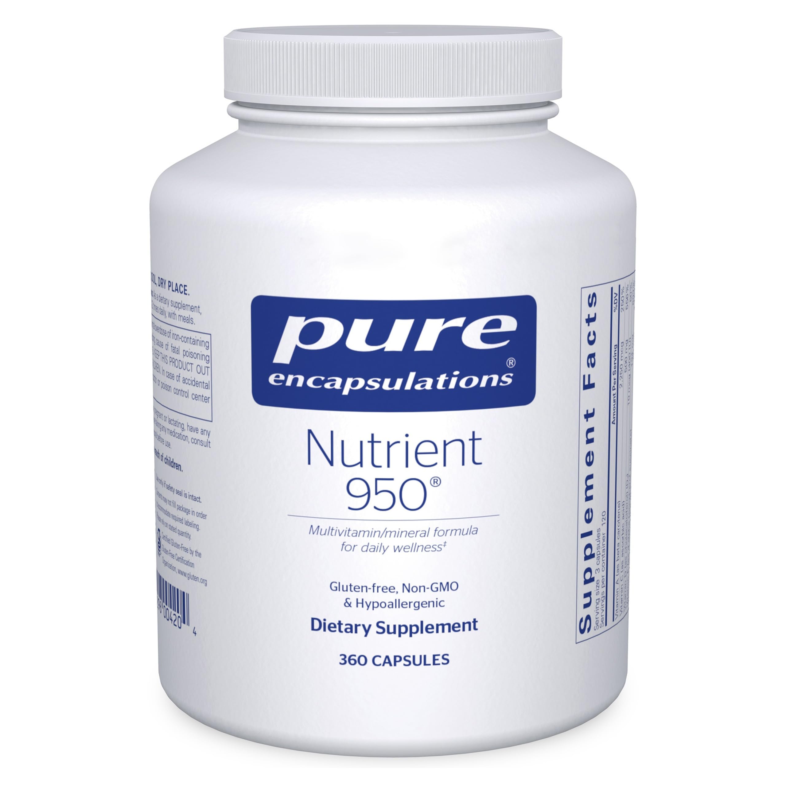 Pure Encapsulations Nutrient 950 – Bouteille: soutien des fonctions quotidiennes.