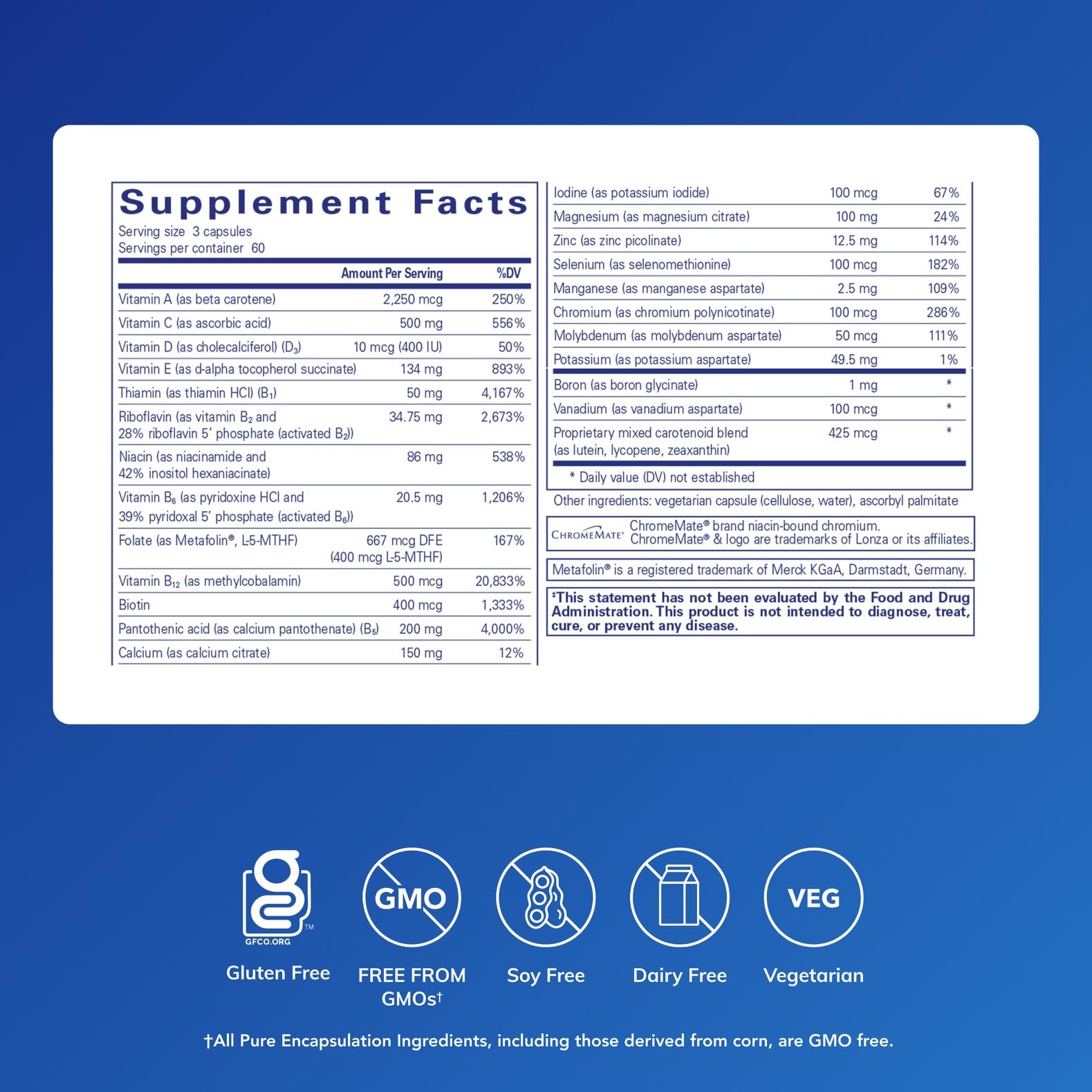 Gélules Nutrient 950 sans cuivre et fer, faciles à avaler, pour une routine équilibrée.