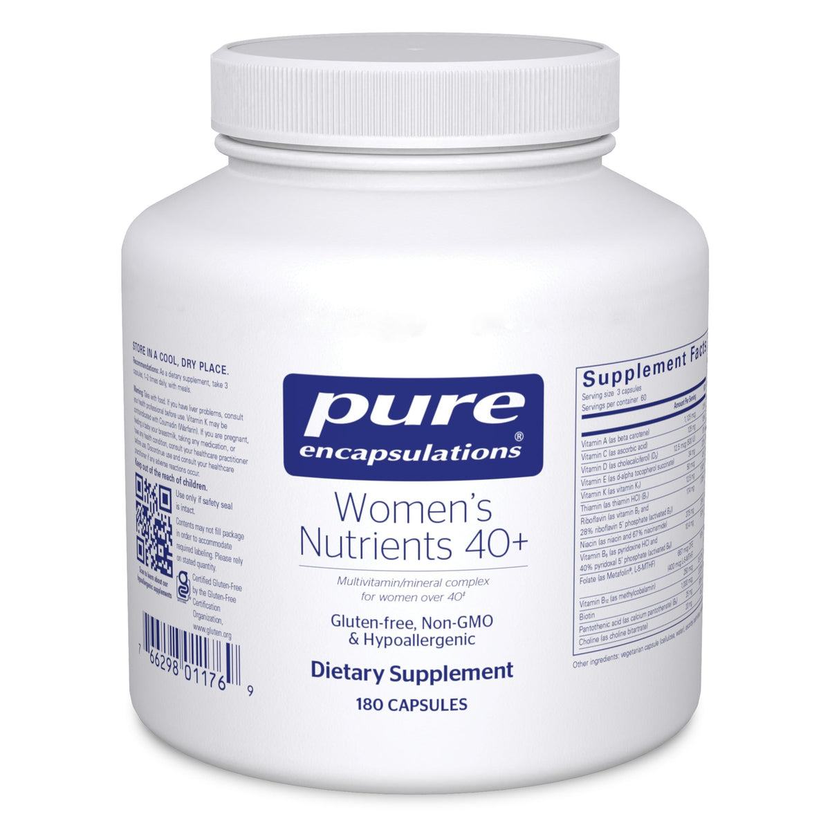 Pure Encapsulations Nutriments Femmes 40+ – bouteille de capsules, soutien potentiel à la santé urinaire.