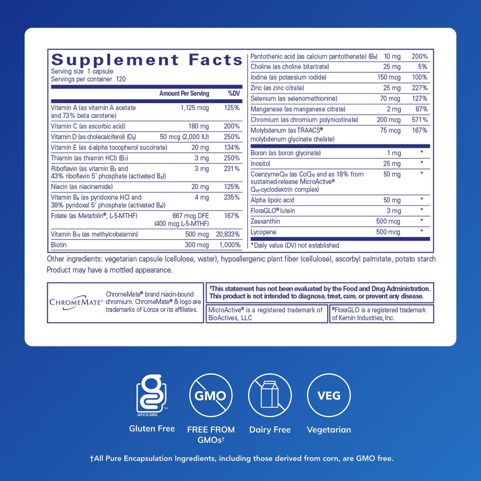 Pure Encapsulations ONE Multivitamin — capsules quotidiennes faciles à avaler pour un soutien quotidien.