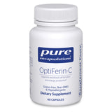 Pure Encapsulations OptiFerin-C dans la bouteille, soutien potentiel à l’absorption du fer.