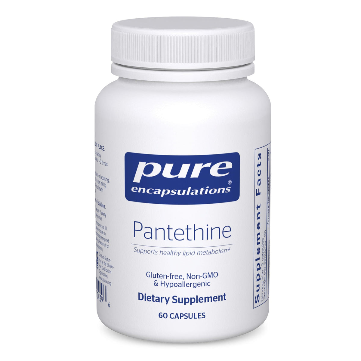 Pure Encapsulations Pantethine – bouteille de 60 capsules pour le métabolisme lipidique.