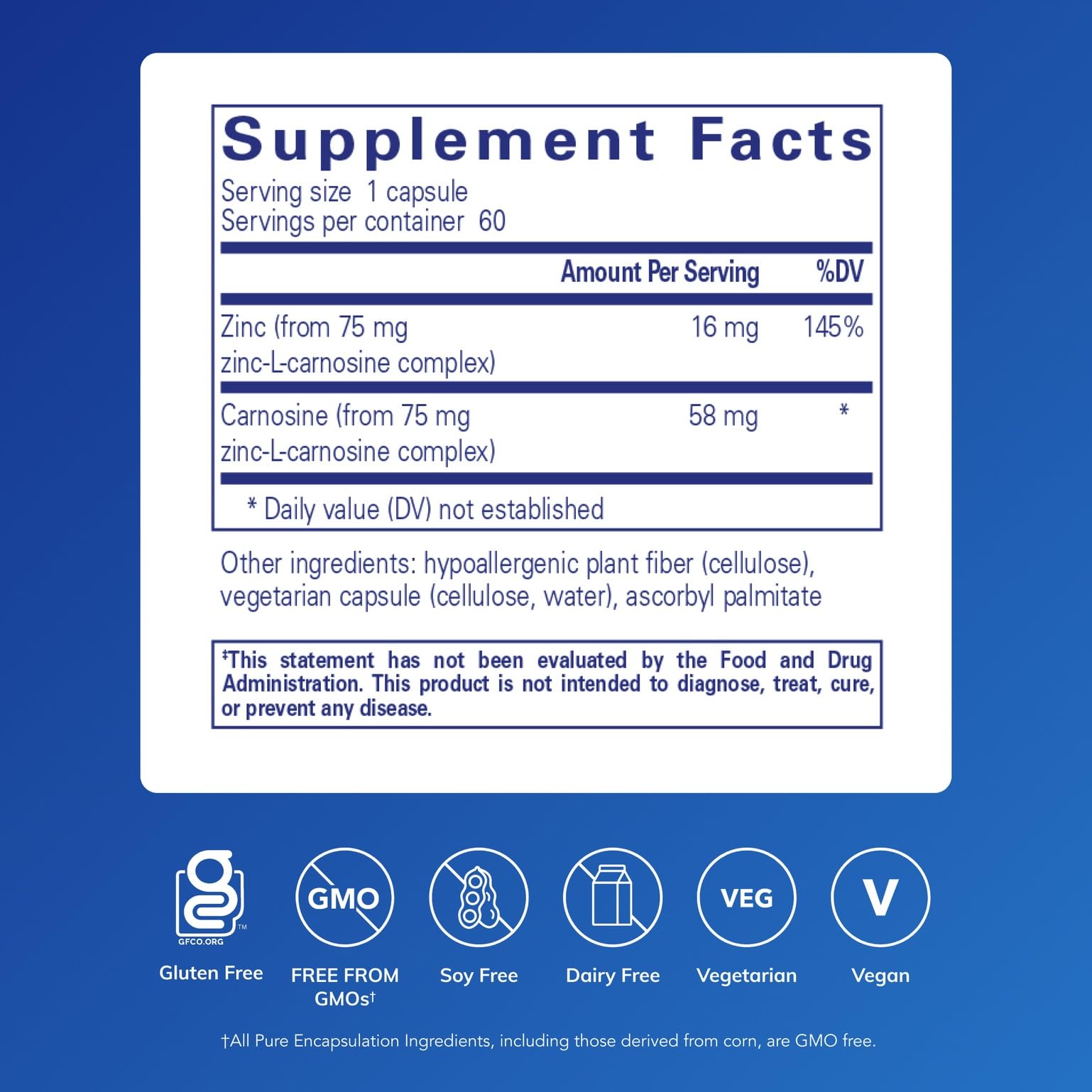 Pure Encapsulations Peptic-Care etiquette sur l'emballage, informations produit claires.