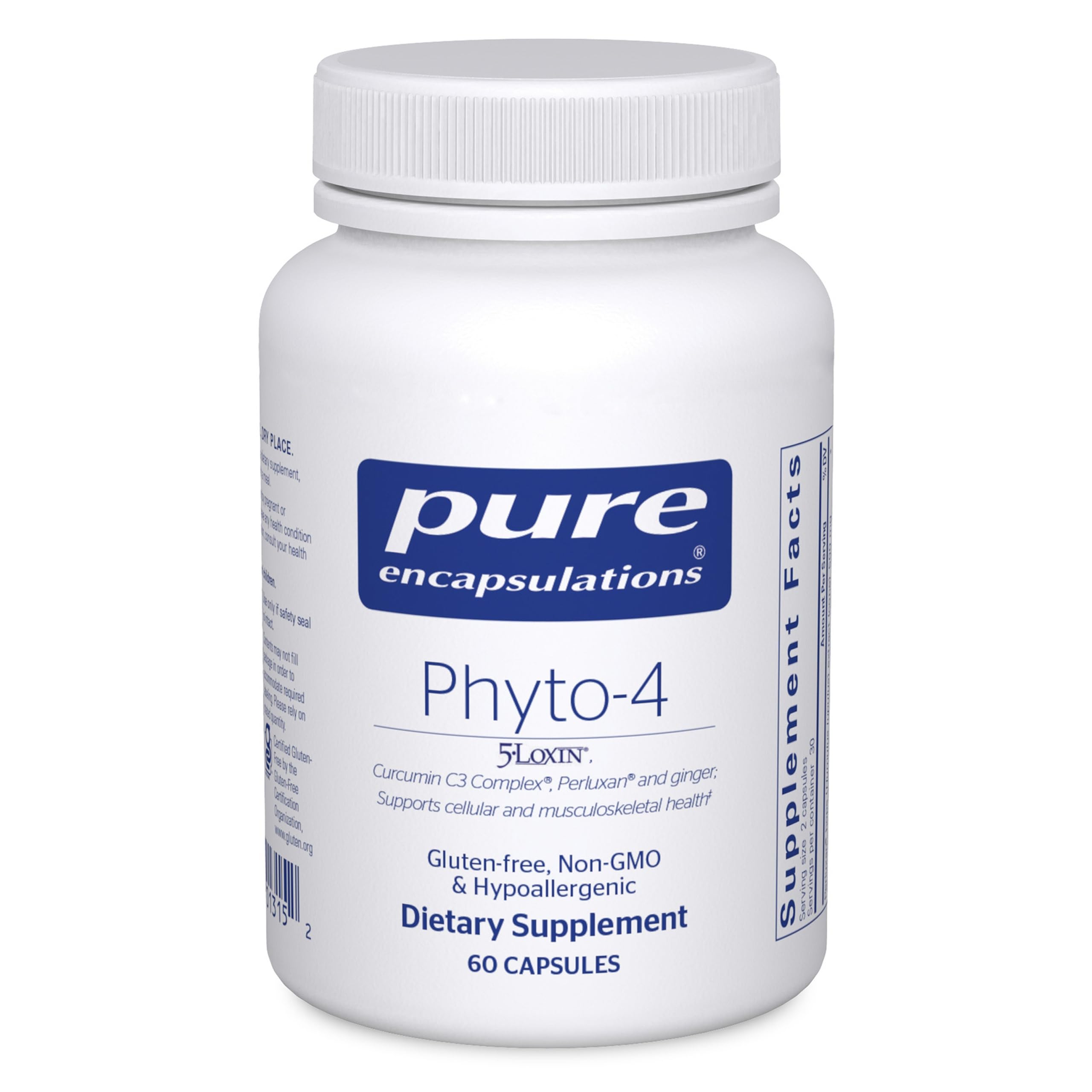 Pure Encapsulations Phyto-4 : bouteille clairement étiquetée, soutien potentiel de l'immunité et de la santé tissulaire.