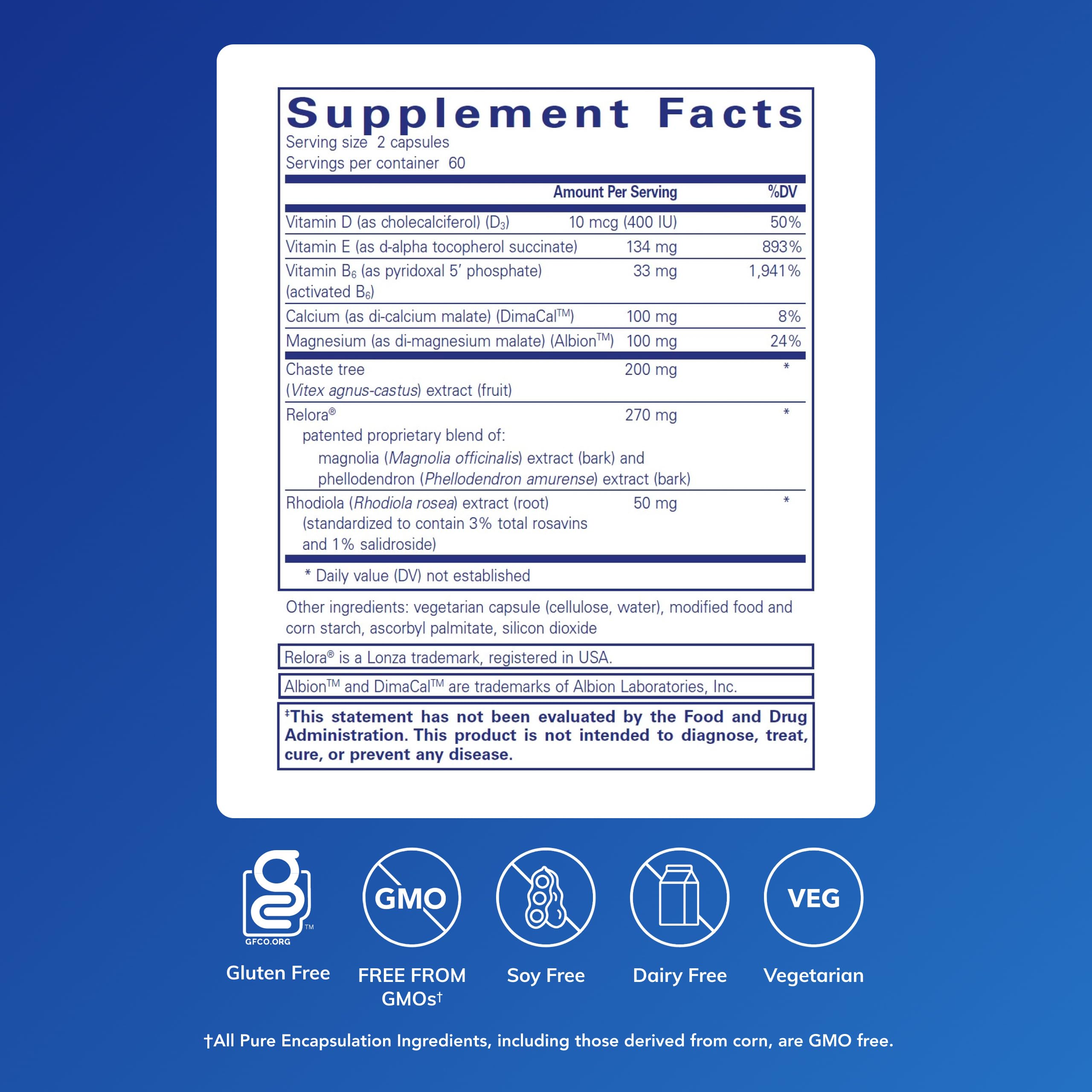 Pure Encapsulations PMS Essentials, capsules: format pratique pour les routines lors du cycle.