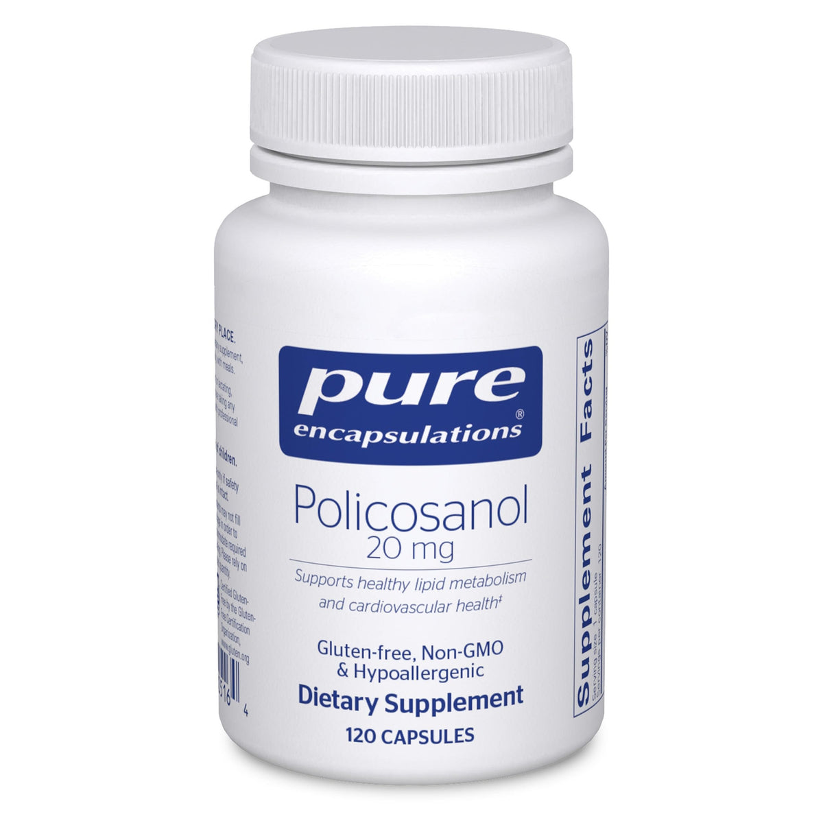 Pure Encapsulations Policosanol 20 mg - Bouteille: soutien possible au métabolisme lipidique.