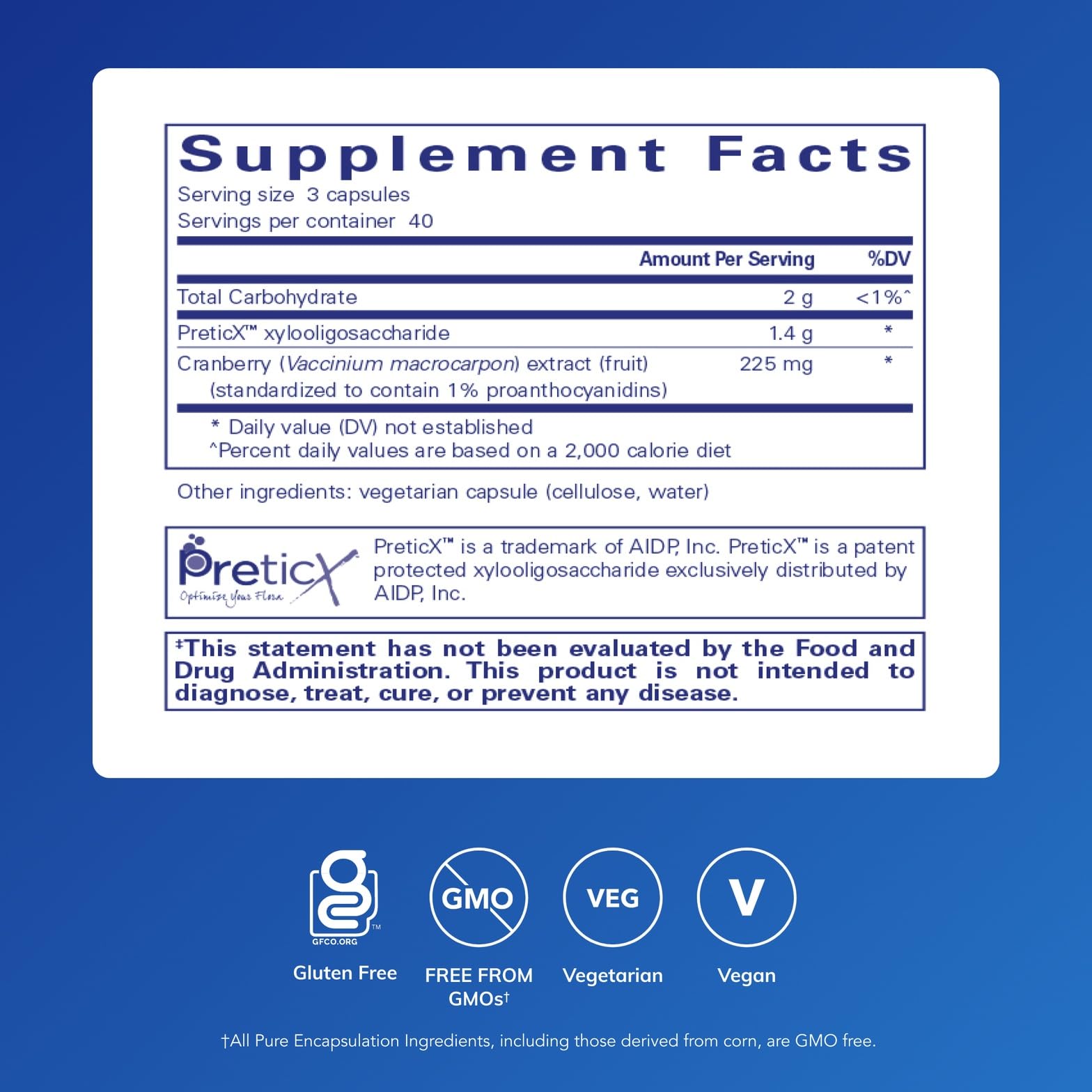 Poly-Prebiotic de Pure Encapsulations, gélules faciles à prendre, usage quotidien.