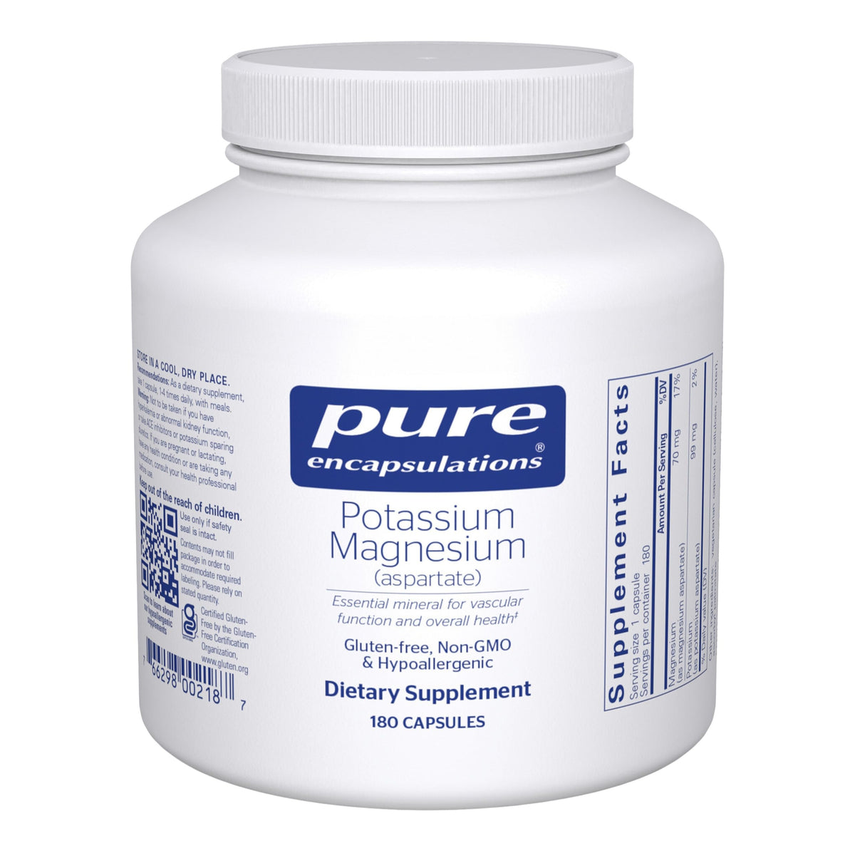 Pure Encapsulations Potassium Magnésium Aspartate - bouteille: soutien potentiel du cœur et des muscles