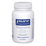 Pure Encapsulations Pregnenolone 30 mg sur bouteille, soutien mémoire et équilibre hormonal possible.