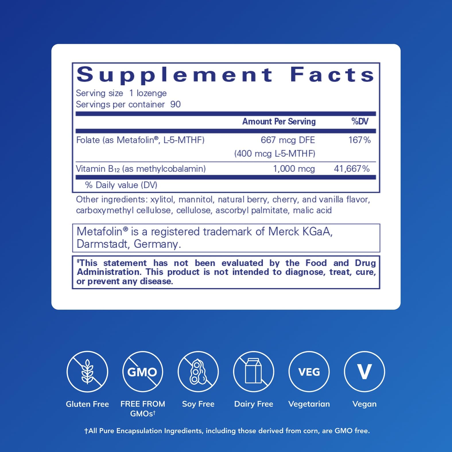 Emballage de PureMelt B12 Folate prêt à être utilisé au quotidien