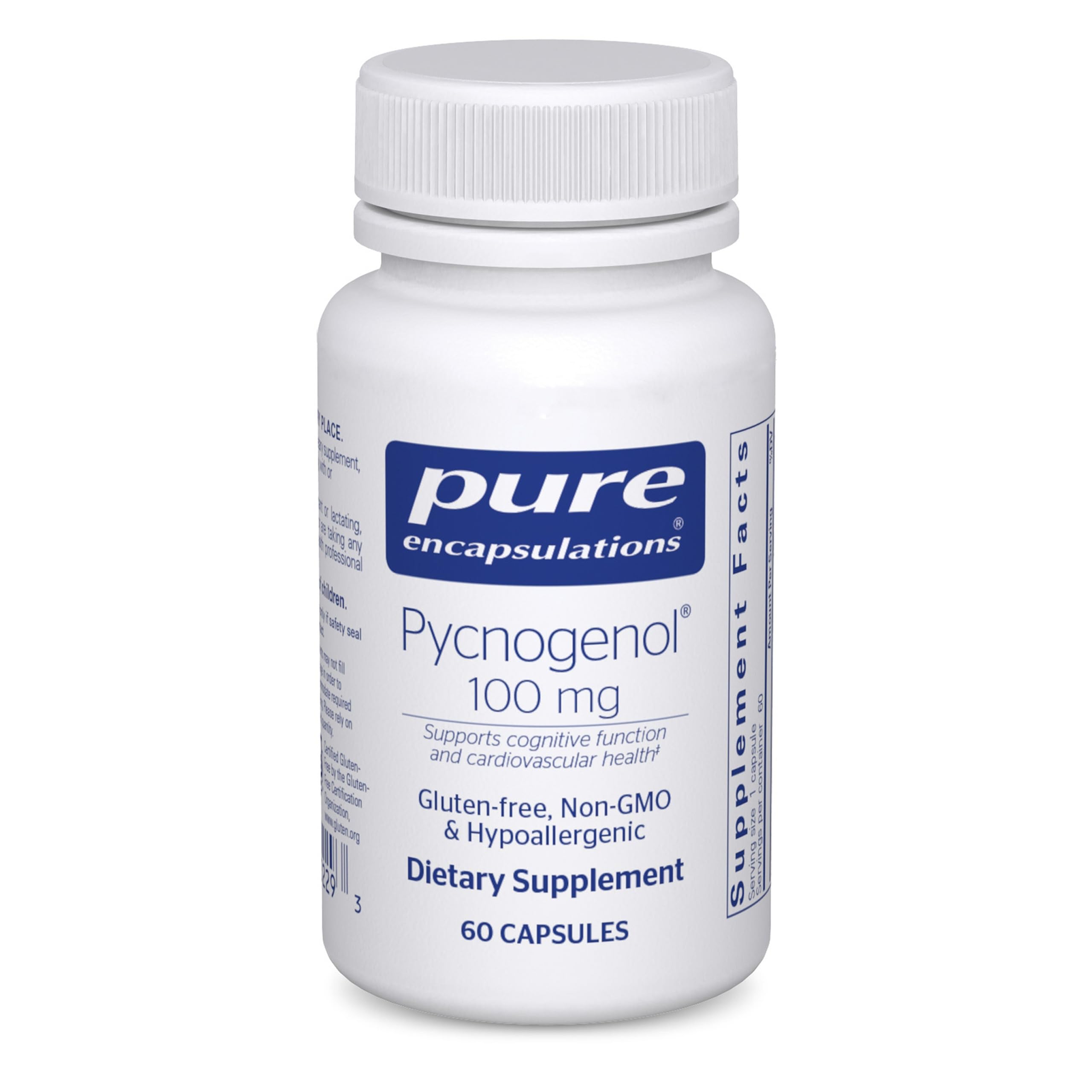 Pure Encapsulations Pycnogenol 100 mg — bouteille de capsules prête à l’emploi, support potentiel vasculaire.