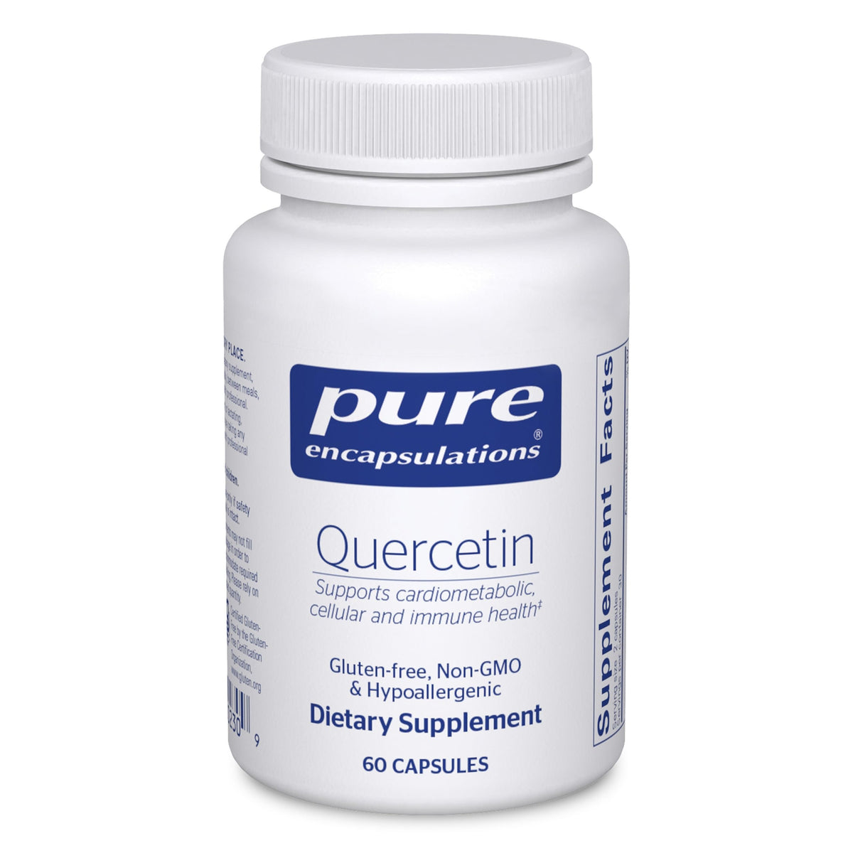 Pure Encapsulations Quercétine — bouteille 500 mg prête à l'emploi.