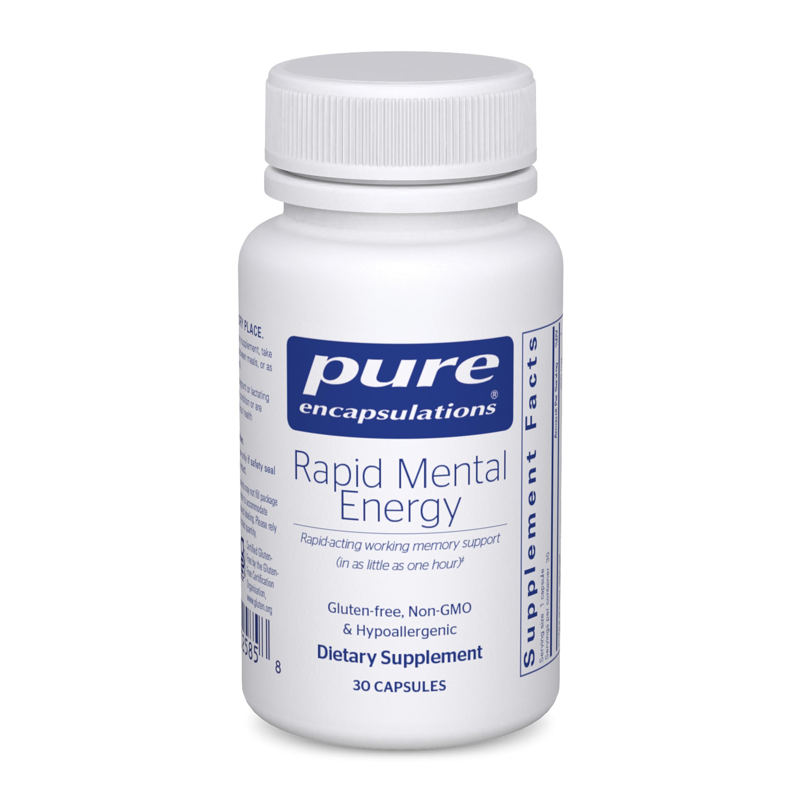 Pure Encapsulations Rapid Energie Mentale - bouteille suggérant concentration soutenue.