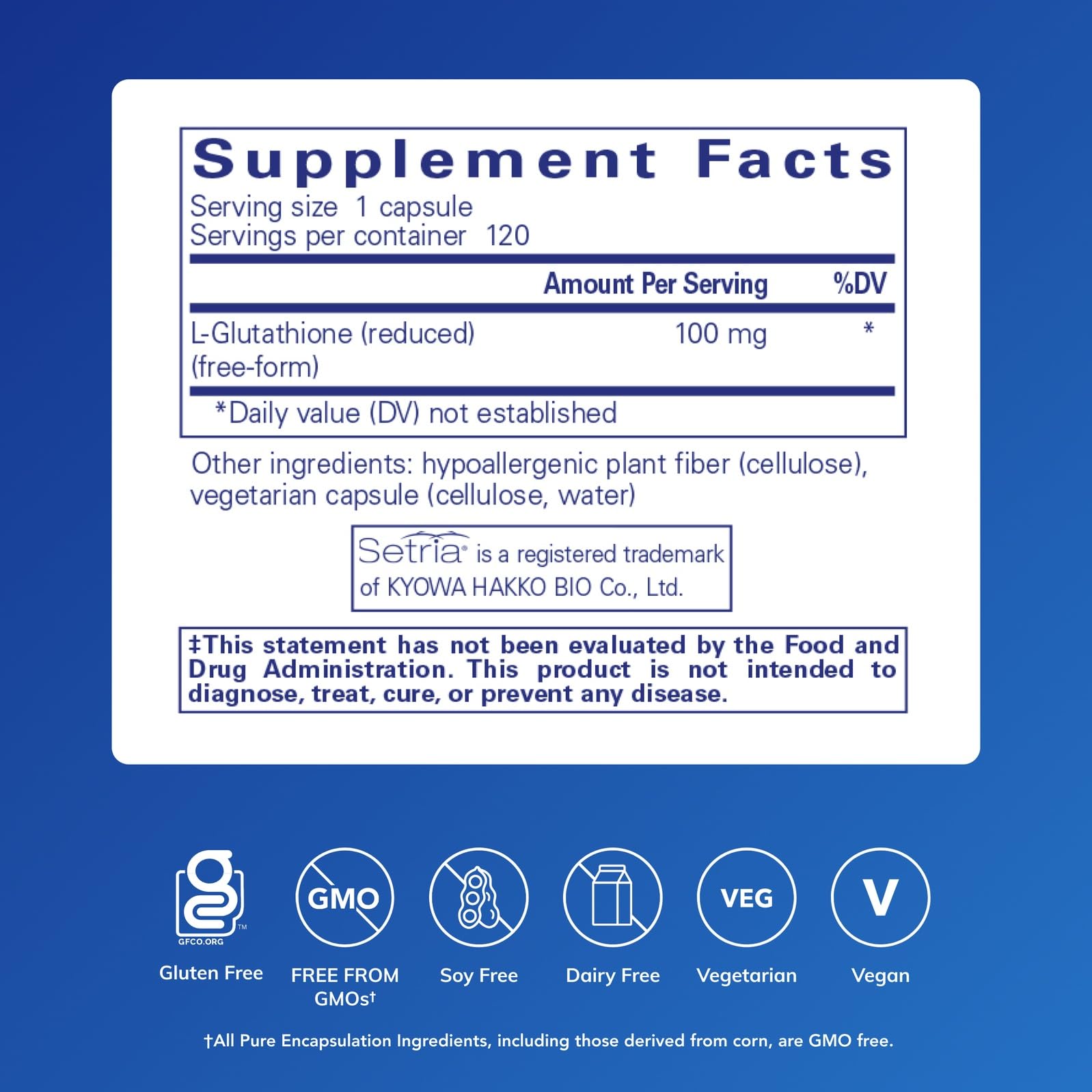 Pure Encapsulations Reduced Glutathione — capsules prêtes à prendre, dose pratique et simple.