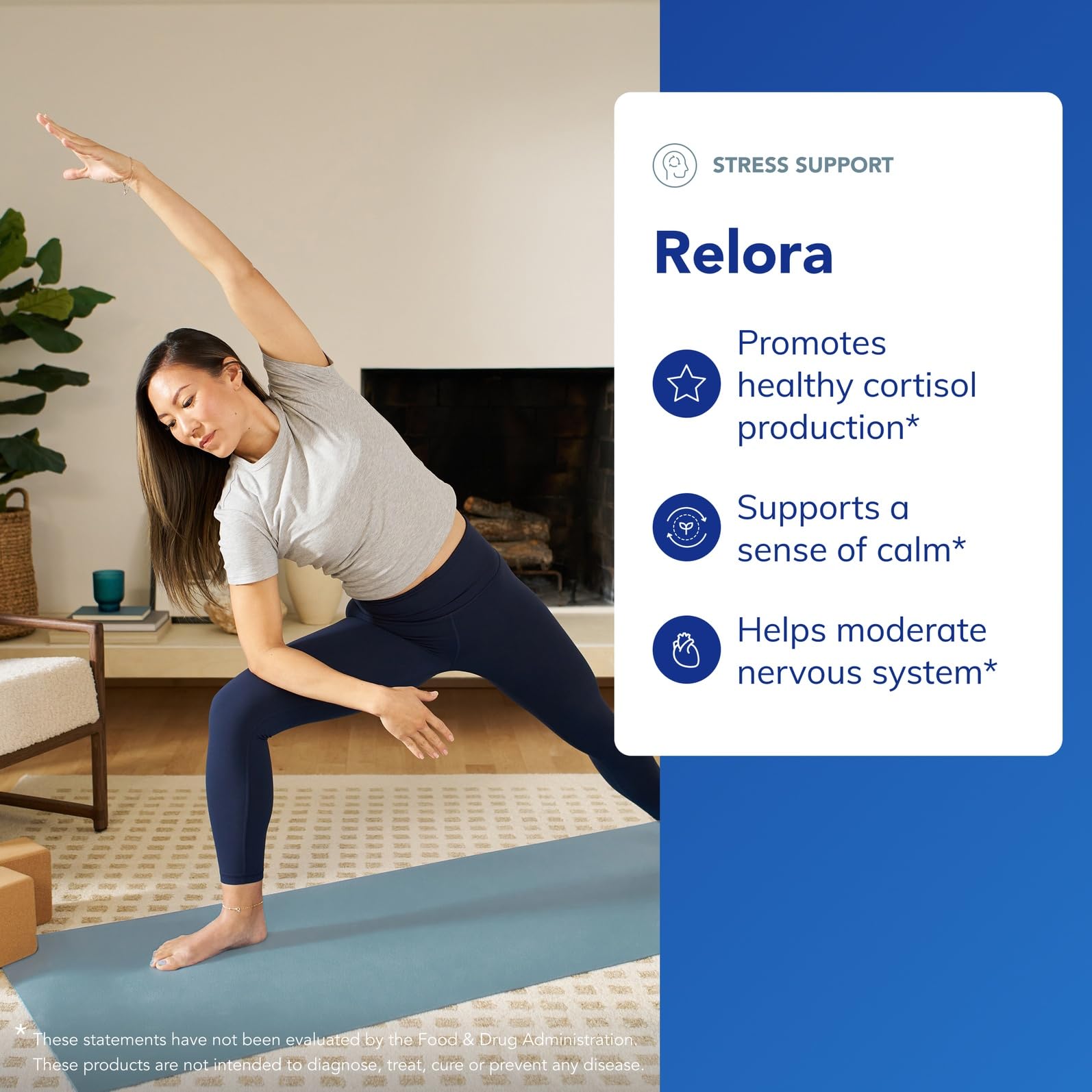 Relora – étiquette et packaging clairs, assurance de pureté et d'ingrédients.