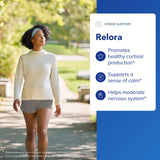 Relora Pure Encapsulations — étiquette produit, met en avant la formule végétale apaisante.