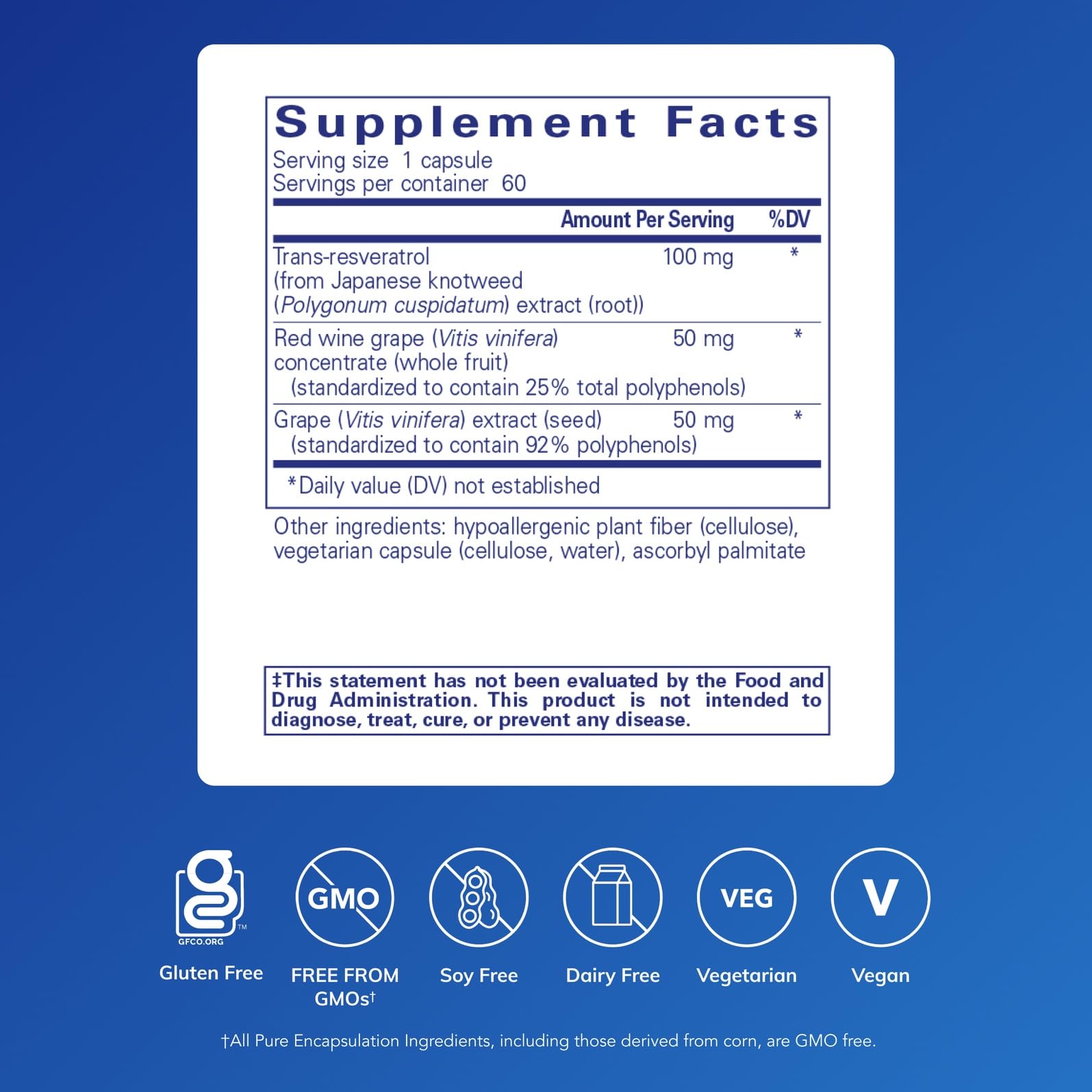 Pure Encapsulations Resveratrol EXTRA: capsules 100 mg, antioxydants pour les cellules et le cœur.