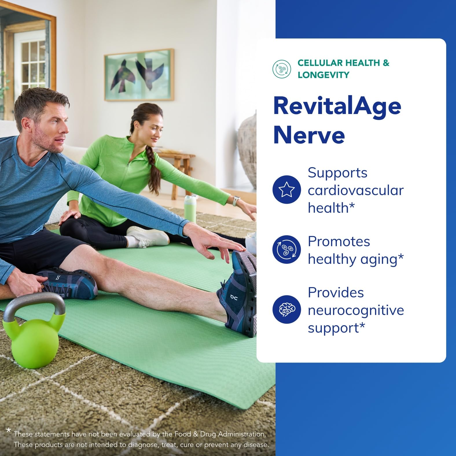Étiquette Revita-Age Nerve, logo clair et ingrédients premium vérifiés