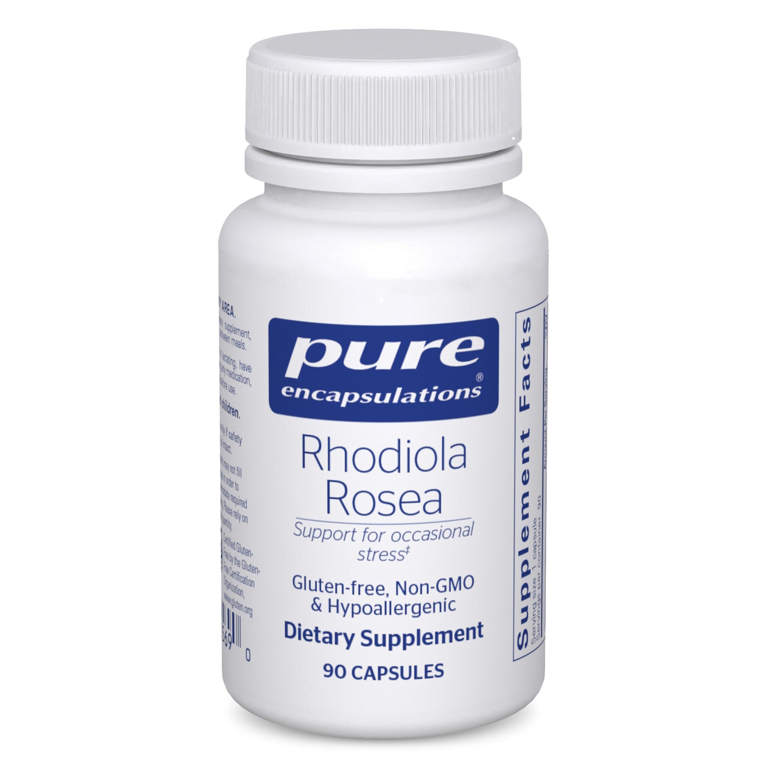 Pure Encapsulations Rhodiola Rosea – bouteille de 90 capsules pour soutien adaptogène potentiel.