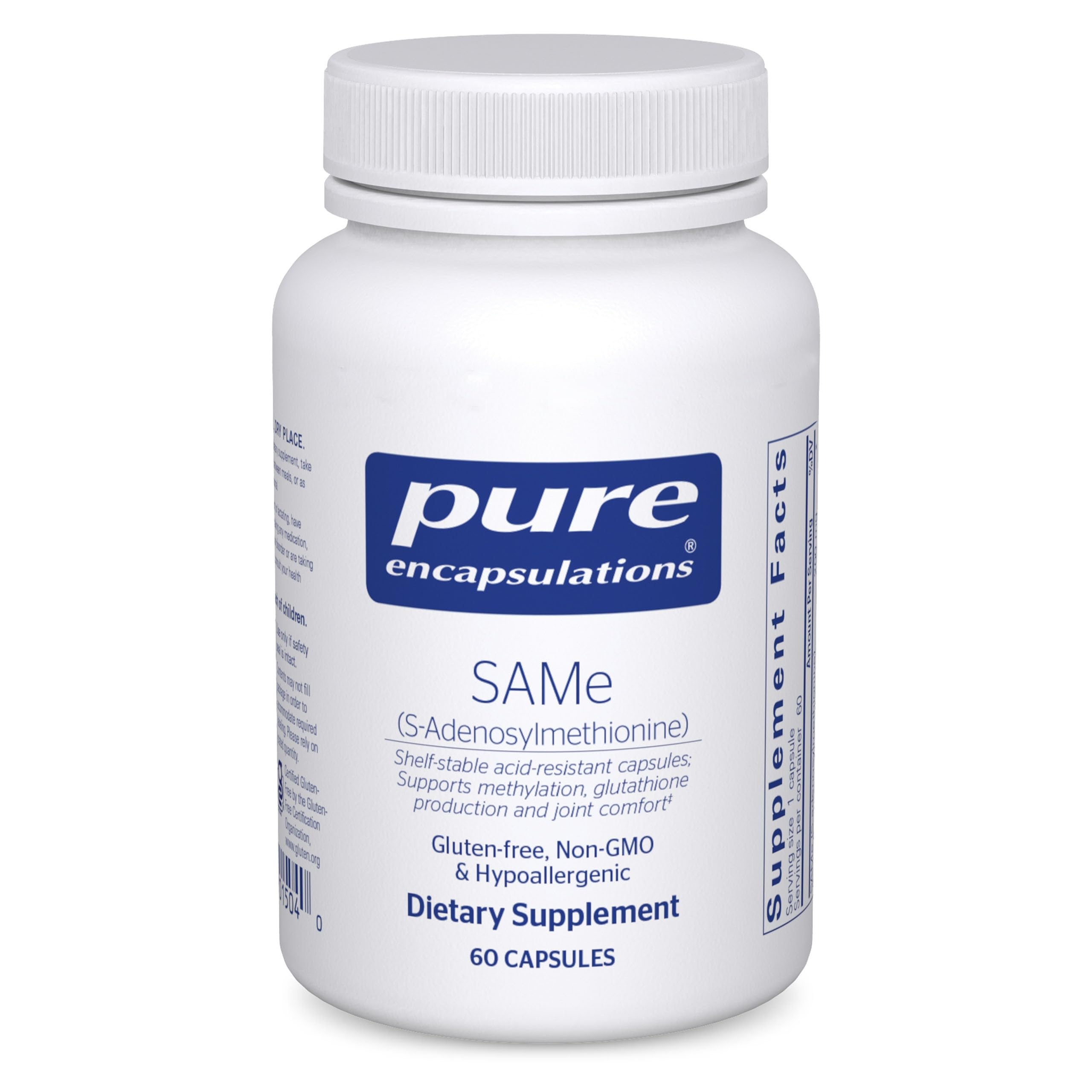 Pure Encapsulations SAMe, capsules 200 mg, soutien de la méthylation et du glutathion.
