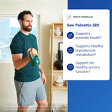 Pure Encapsulations Saw Palmetto 320 – emballage: présentation soignée et dose quotidienne prête à l'emploi.