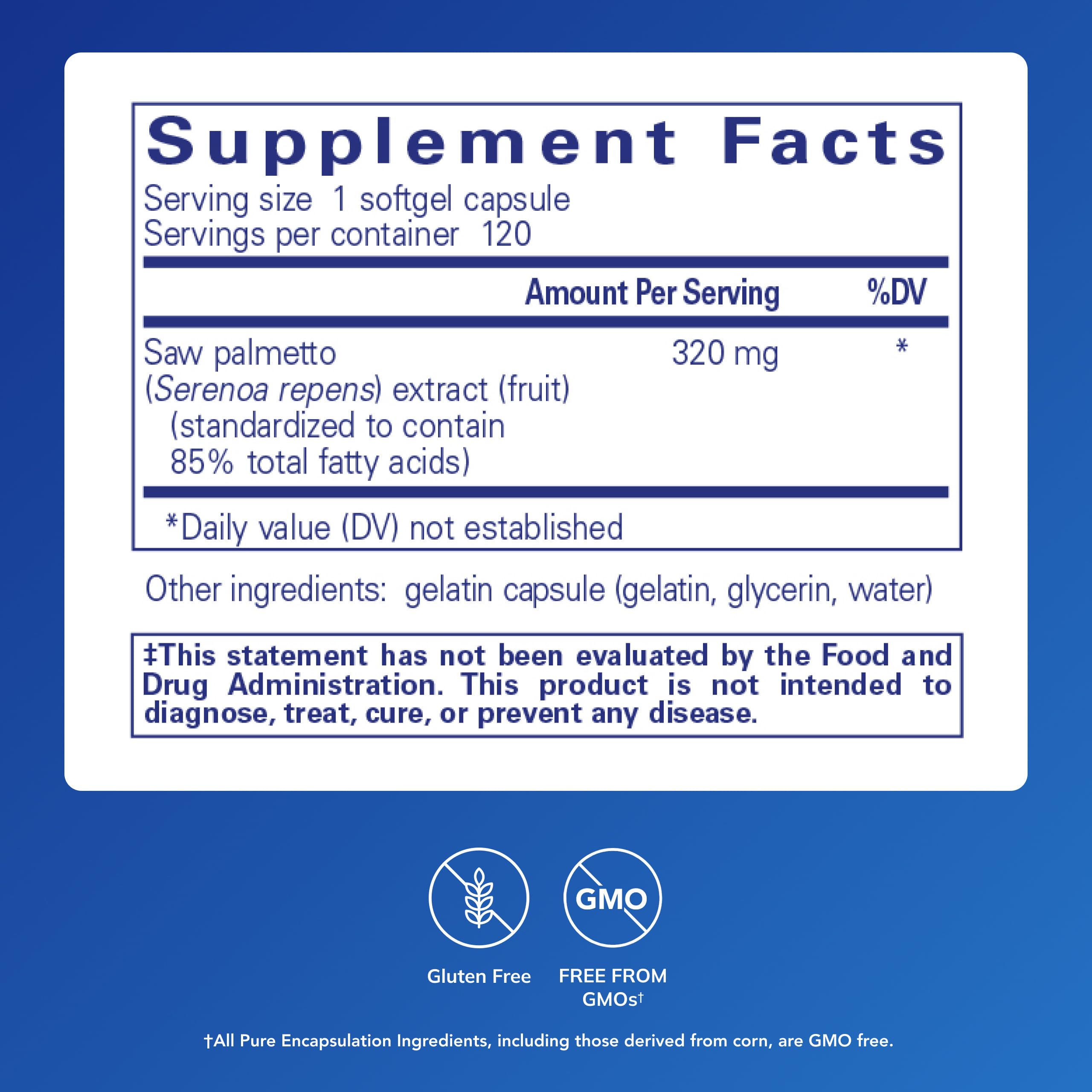 Pure Encapsulations Saw Palmetto 320 – gelules seches: pratique pour soutenir la fonction urinaire.