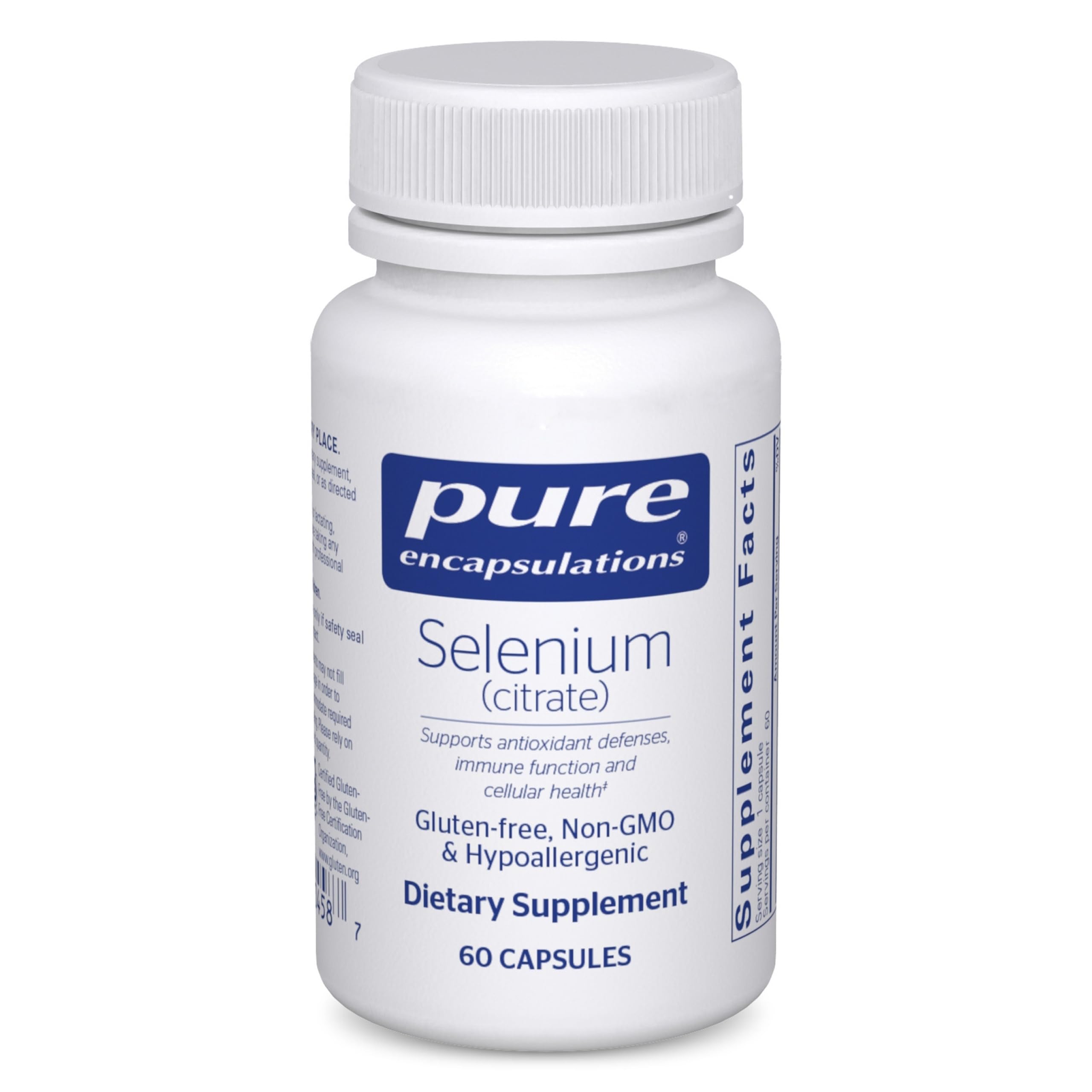 Pure Encapsulations Sélénium (Citrate) — Bouteille de gélules pour soutien immunitaire potentiel.