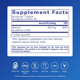 Pure Encapsulations Sélénium (Citrate) — Etiquette produit claire avec options véganes et sans gluten.
