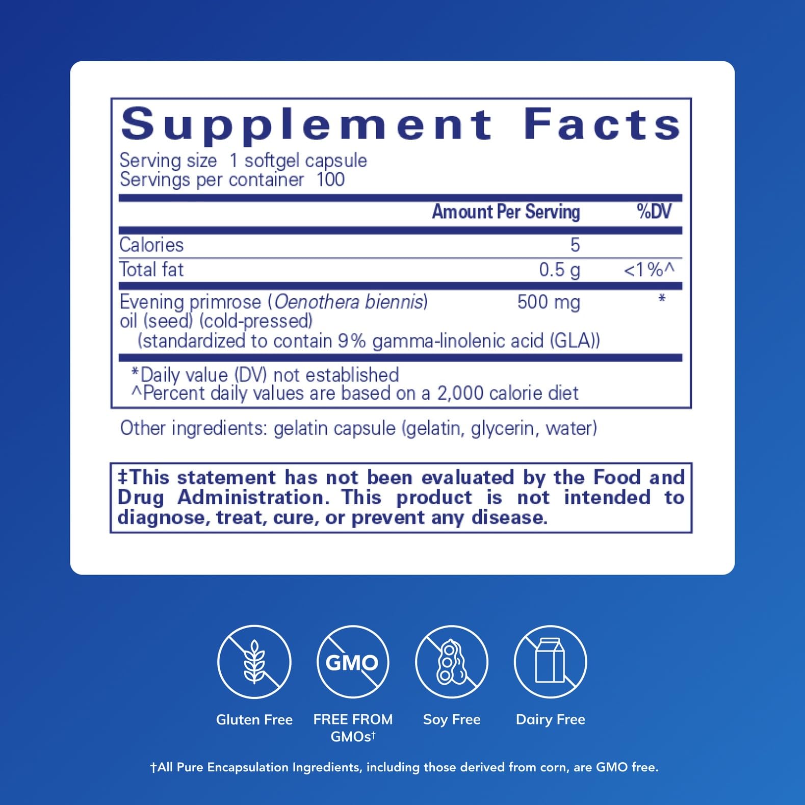 Pure Encapsulations E.P.O. capsules softgel onagre pour routine quotidienne.