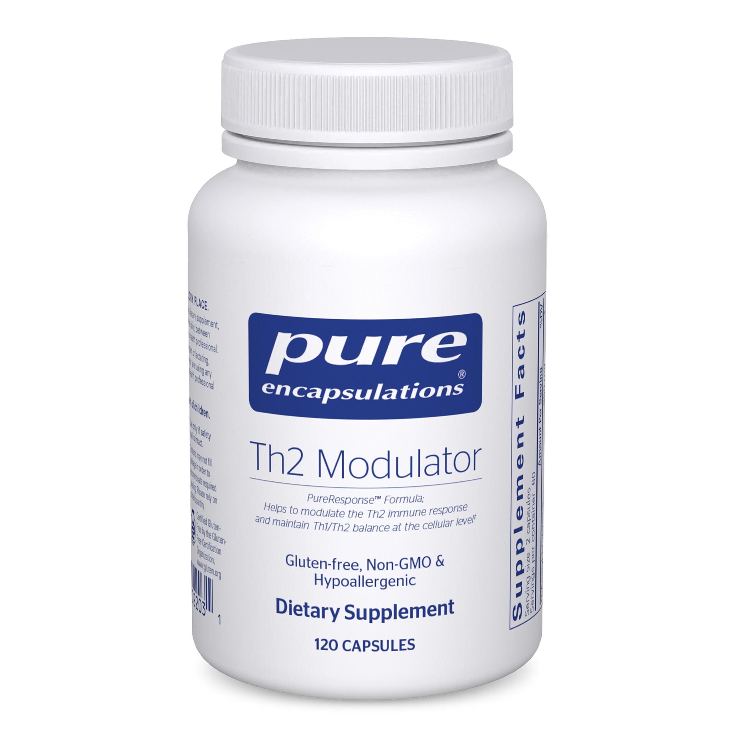 Pure Encapsulations Th2 Modulator – Bouteille et capsules, soutien potentiel à l'équilibre immunitaire.
