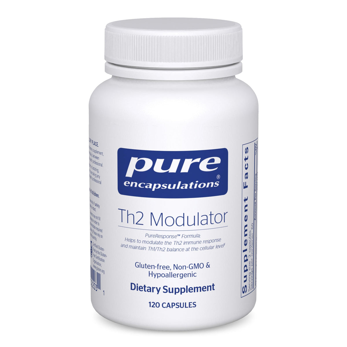 Pure Encapsulations Th2 Modulator – Bouteille et capsules, soutien potentiel à l'équilibre immunitaire.