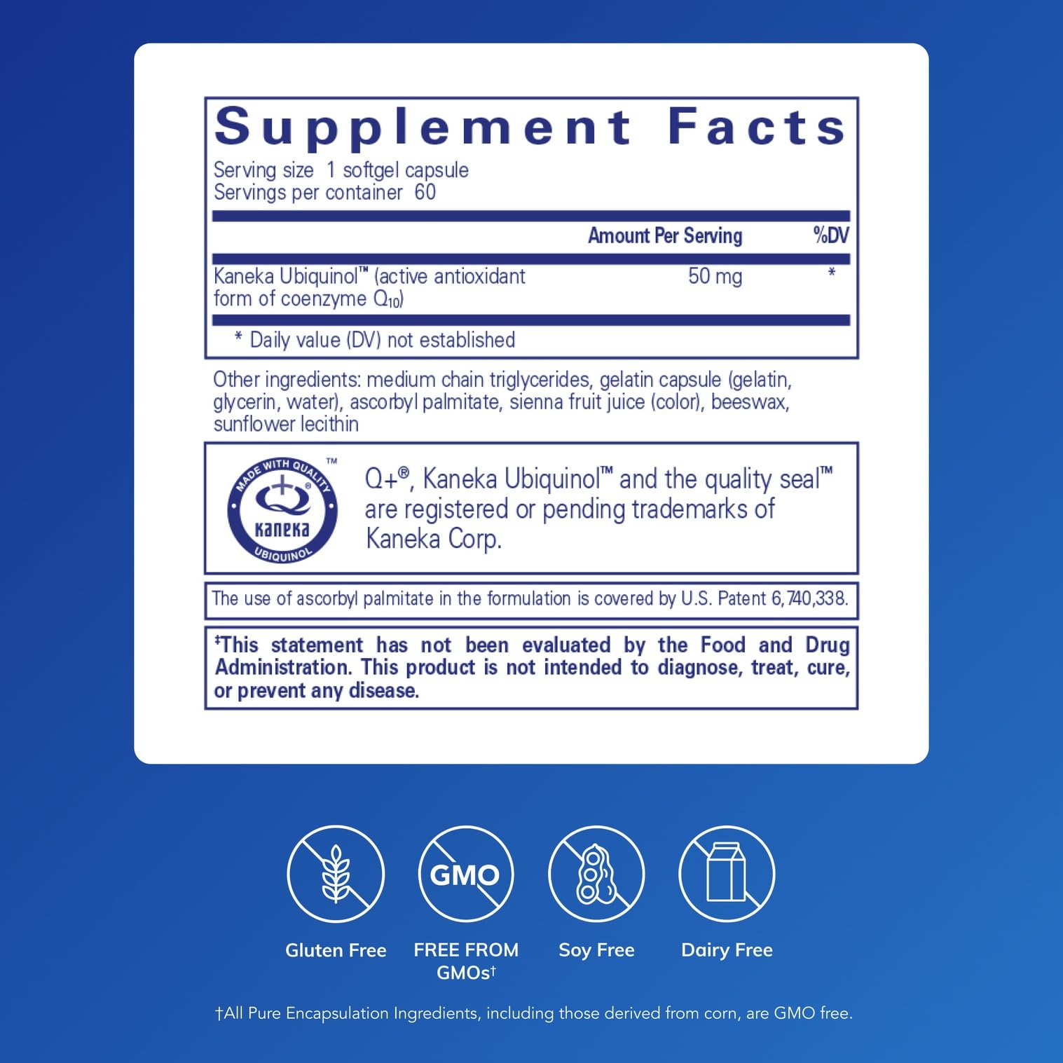 Capsules ubiquinol-qh 50 mg, Pure Encapsulations, antioxydant potentiel.
