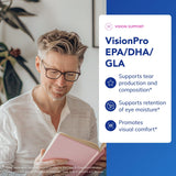 VisionPro contient EPA et DHA pour une nutrition oculaire potentielle.