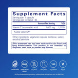 Capsules Pure Encapsulations d acide ascorbique 1000 mg visibles, effet antioxydant possible.
