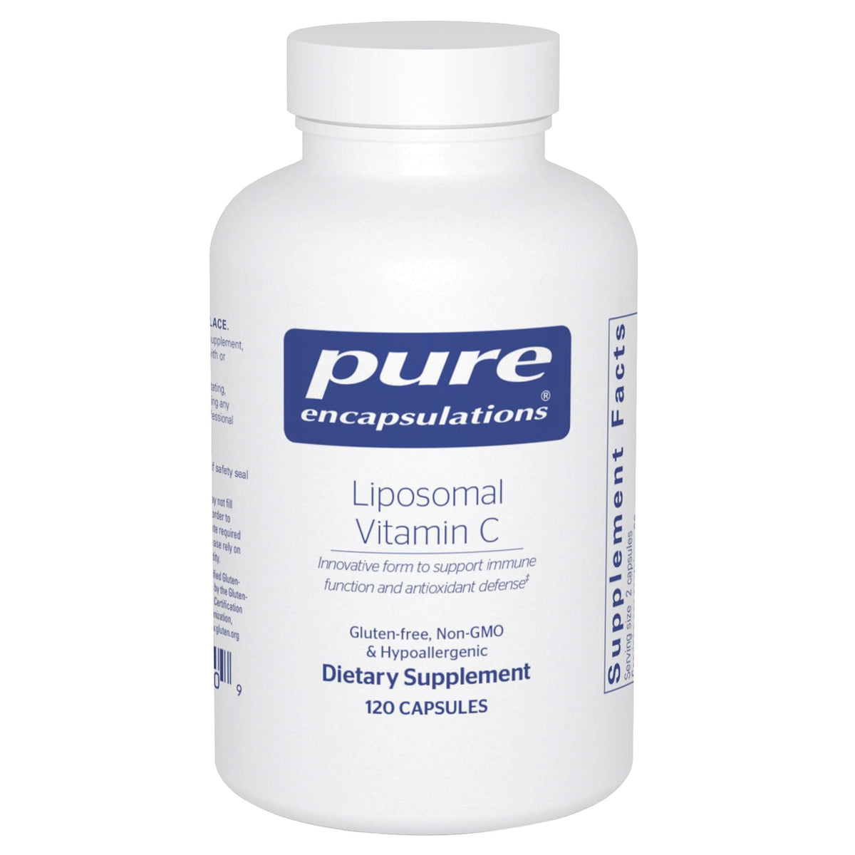 Pure Encapsulations Vitamine C liposomale – bouteille prête pour l’usage quotidien et soutien potentiel immunitaire.