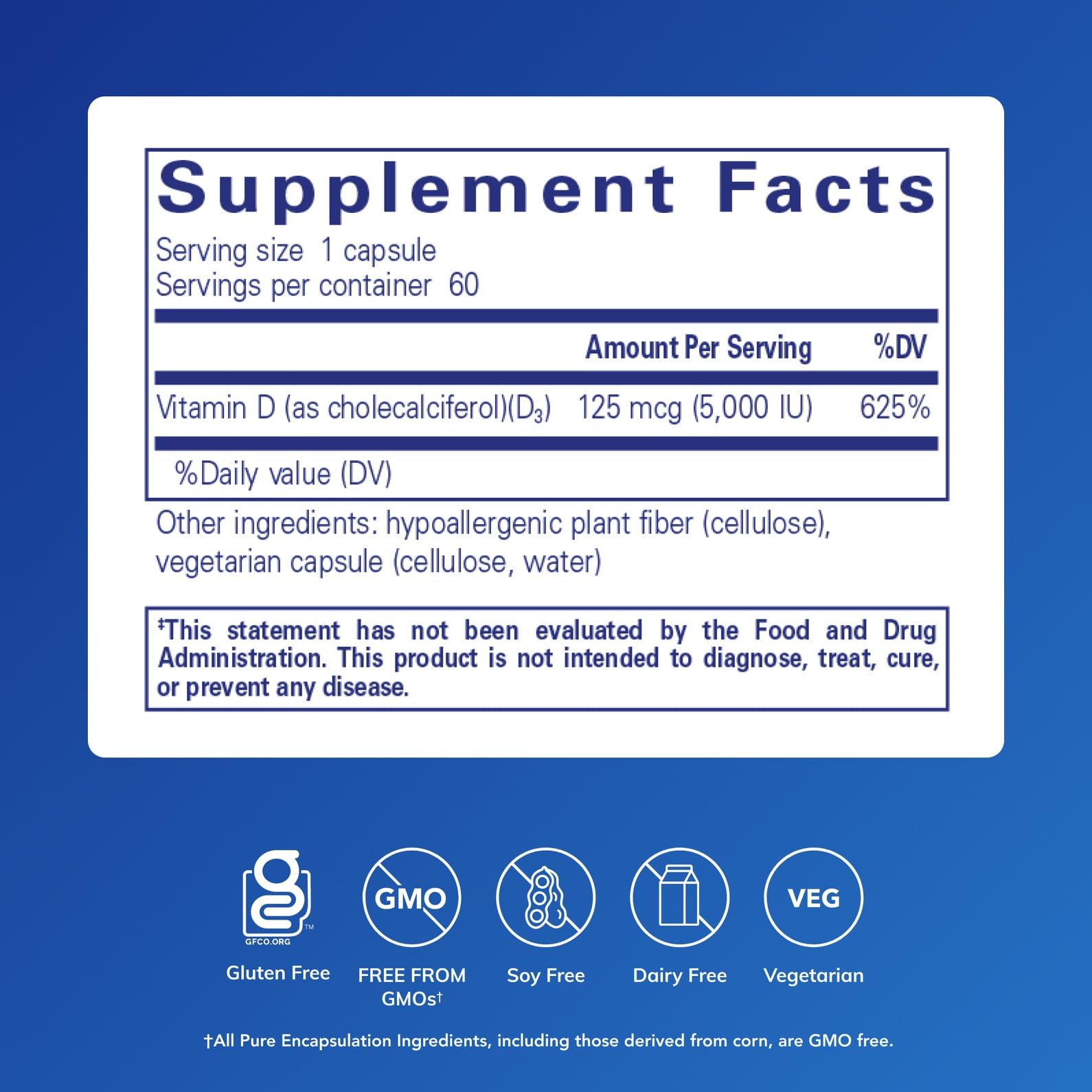 Pure Encapsulations Vitamine D3 125 mcg — capsules: prise facile avec repas.