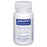 Pure Encapsulations Vitamine D3, bouteille de 60 capsules prête à soutenir les os.