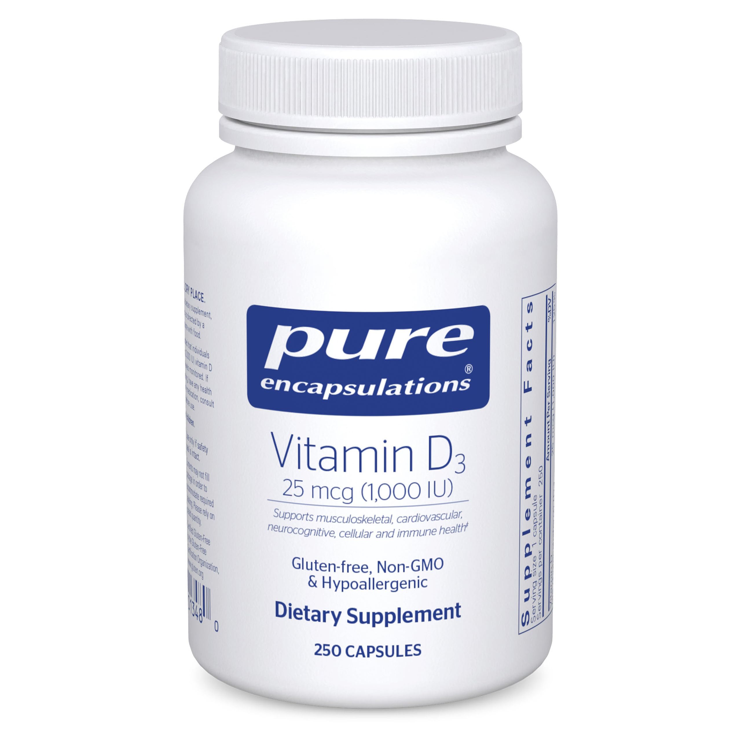 Pure Encapsulations Vitamine D3 - bouteille, soutien potentiel des os et immunité