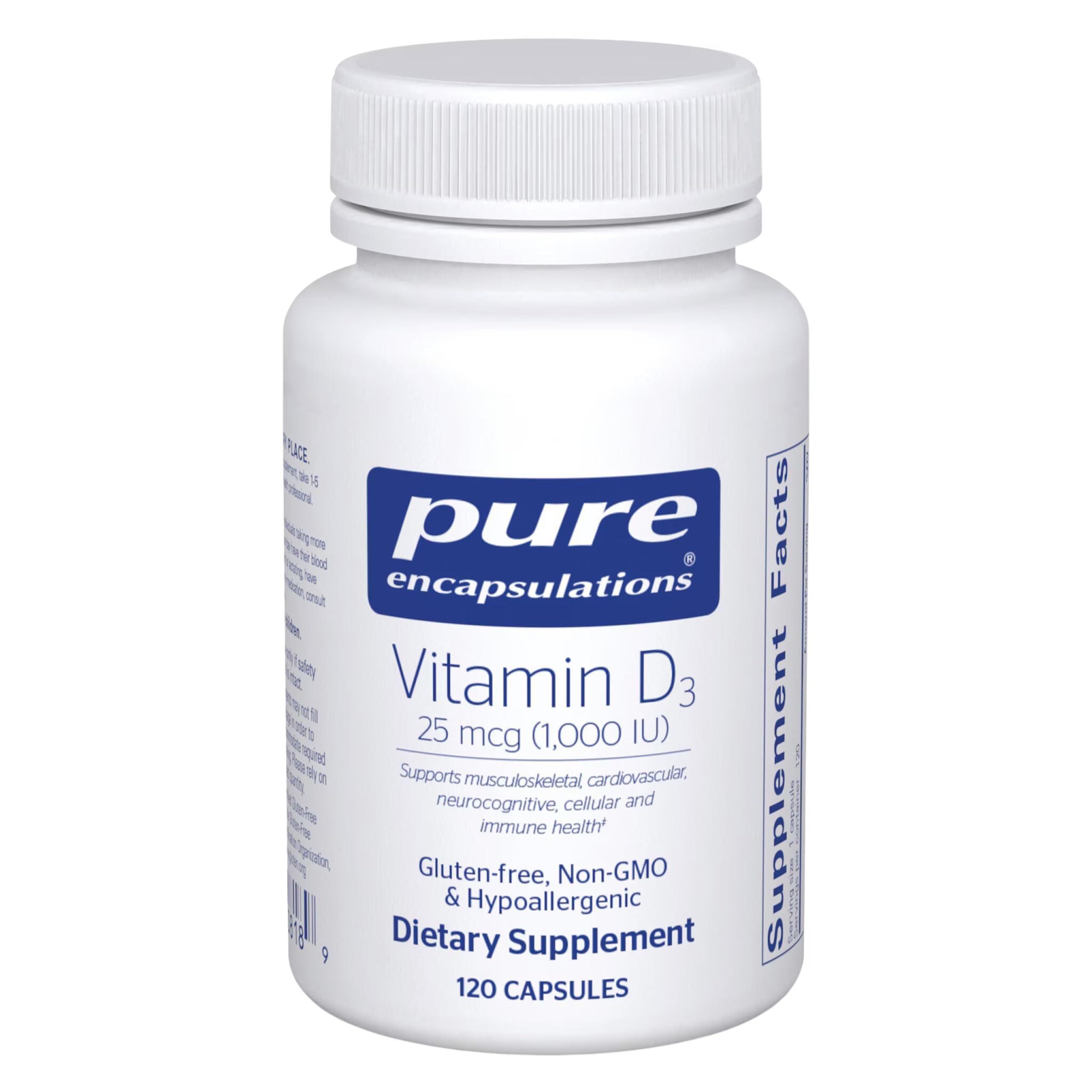 Pure Encapsulations Vitamin D3 – bouteille: soutien potentiel à la santé osseuse