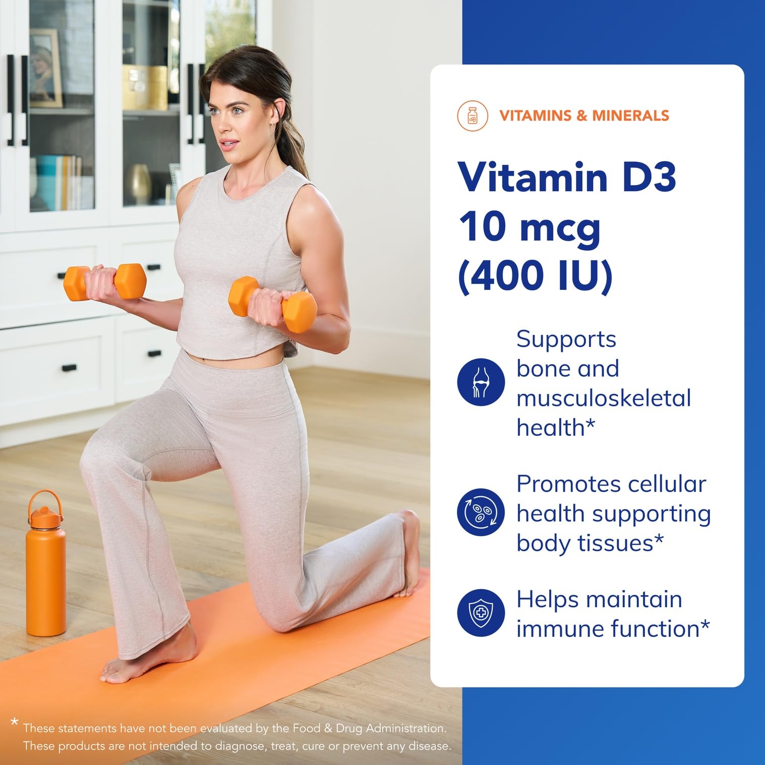 Pure Encapsulations Vitamine D3 capsules présentées, prêt à être pris quotidiennement.