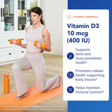 Pure Encapsulations Vitamine D3 capsules présentées, prêt à être pris quotidiennement.