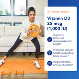 Étiquette et flacon Pure Encapsulations Vitamine D3, informations claires et pureté affichée.