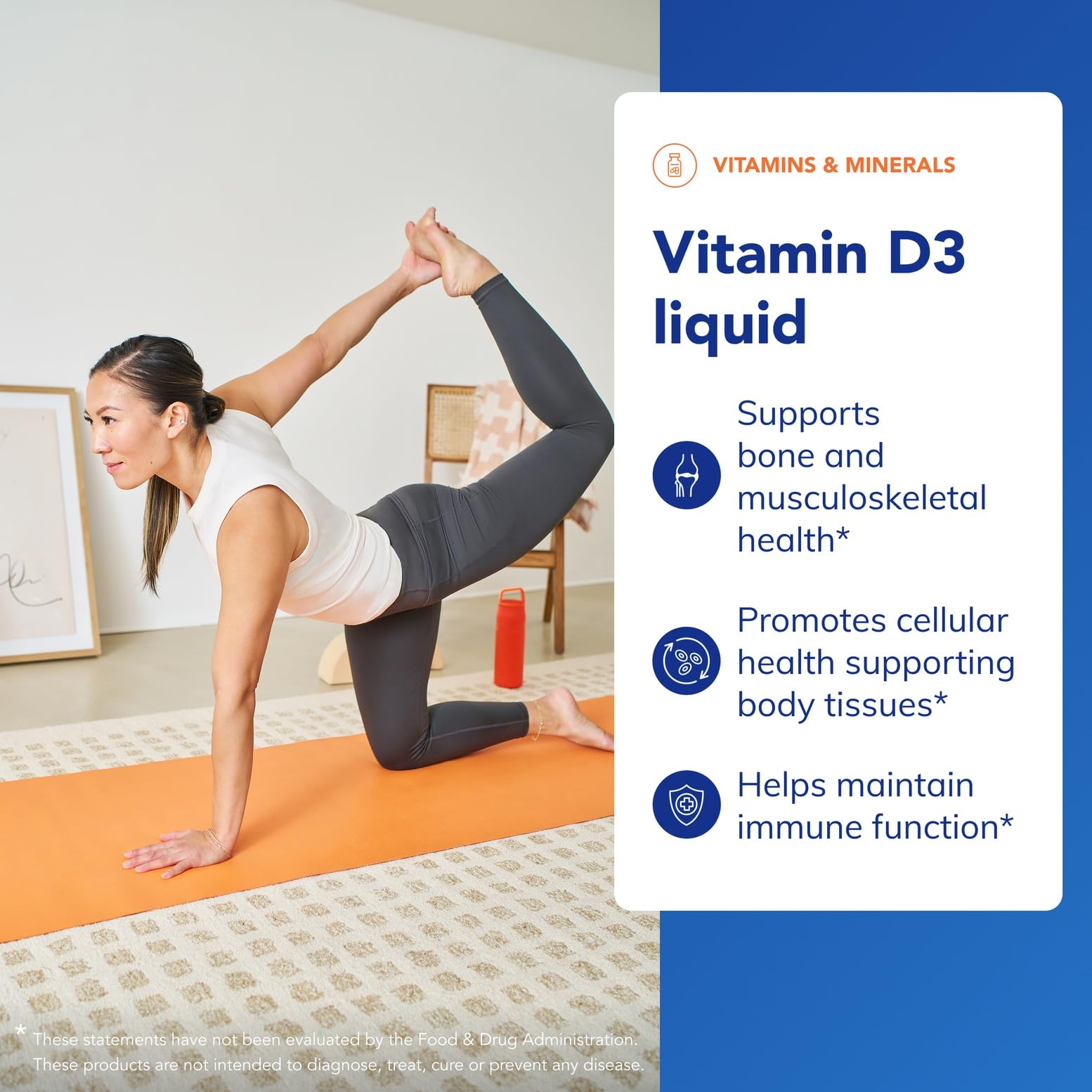 Étiquette lisible de Pure Encapsulations Vitamine D3 Liquide avec informations claires