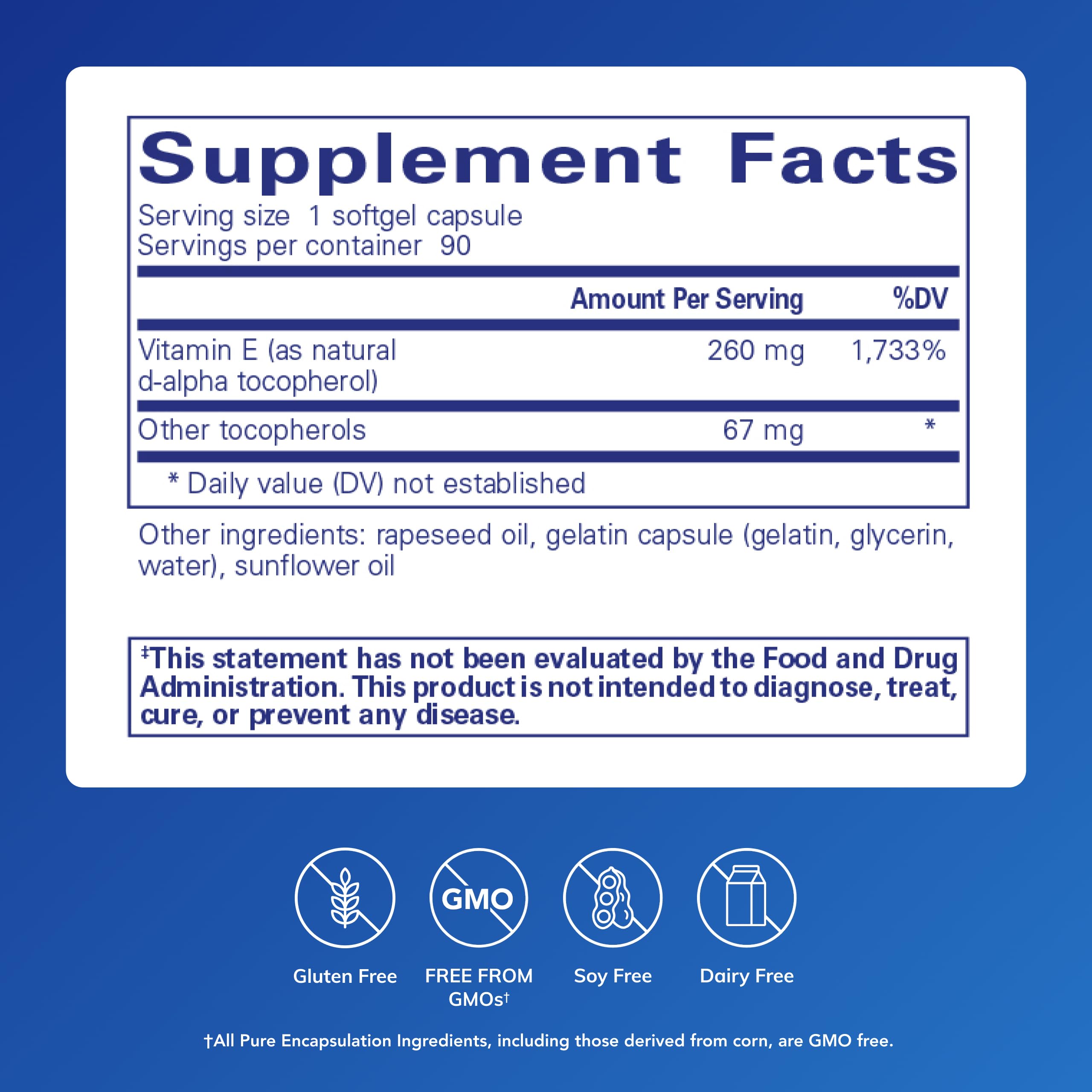 Vitamine E Pure Encapsulations: gélules mélangées en gros plan, idéal pour le bien-être cellulaire.