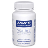 Pure Encapsulations Vitamine E: flacon et gélules mélangées, soutien antioxydant quotidien.